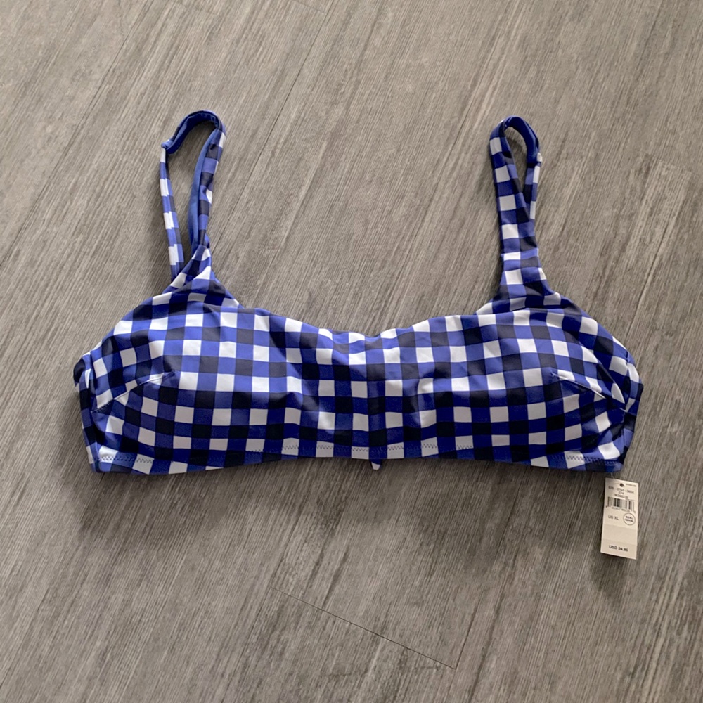 Purple gingham bikini top